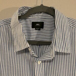 Obey hundred percent cotton button down perfect summer shirt